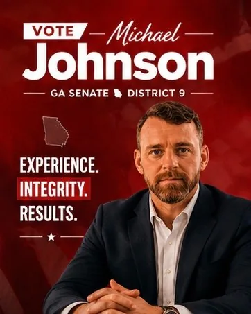 Michael Johnson speaking with Gwinnett County residents